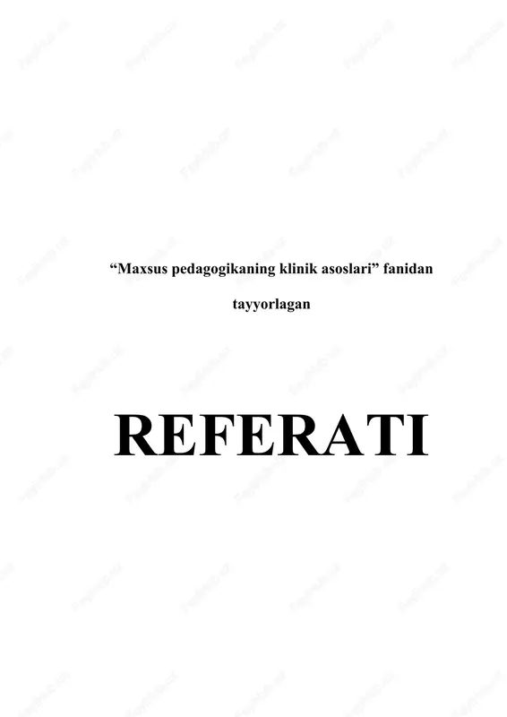 maxsus pedagogikaning klinik asoslari — DOCX