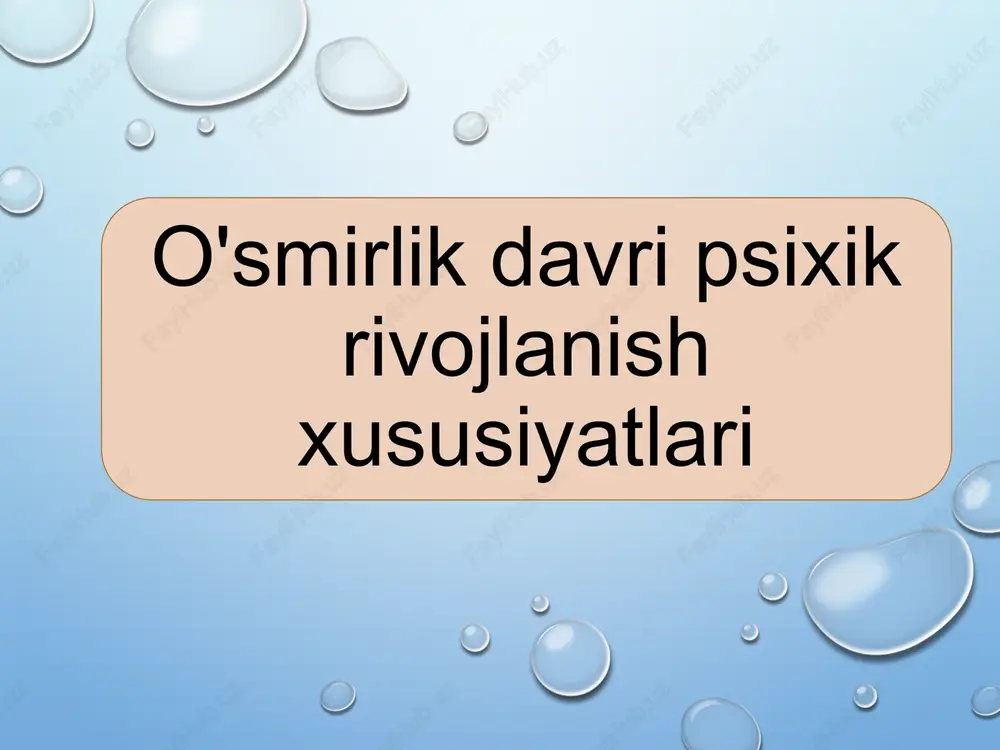 o`smirlik davrini ta`sir etuvchi omillar — PPTX