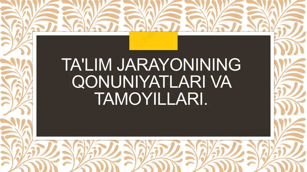 ta'lim jarayonining qonuniyatlari va tamoyillari — PPTX