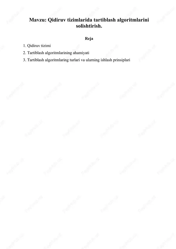 qidiruv tizimlari va tartiblash algoritmlari — DOCX