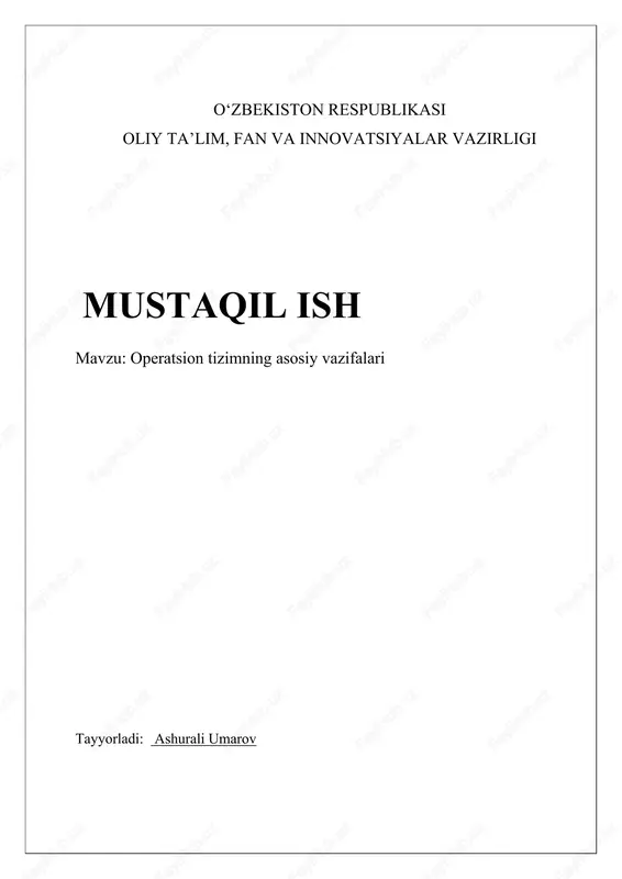 operatsion tizimning asosiy vazifalari — DOCX