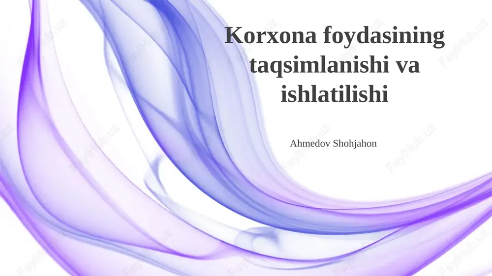 korxona foydasining taqsimlanishi va ishlatilishi — PPTX