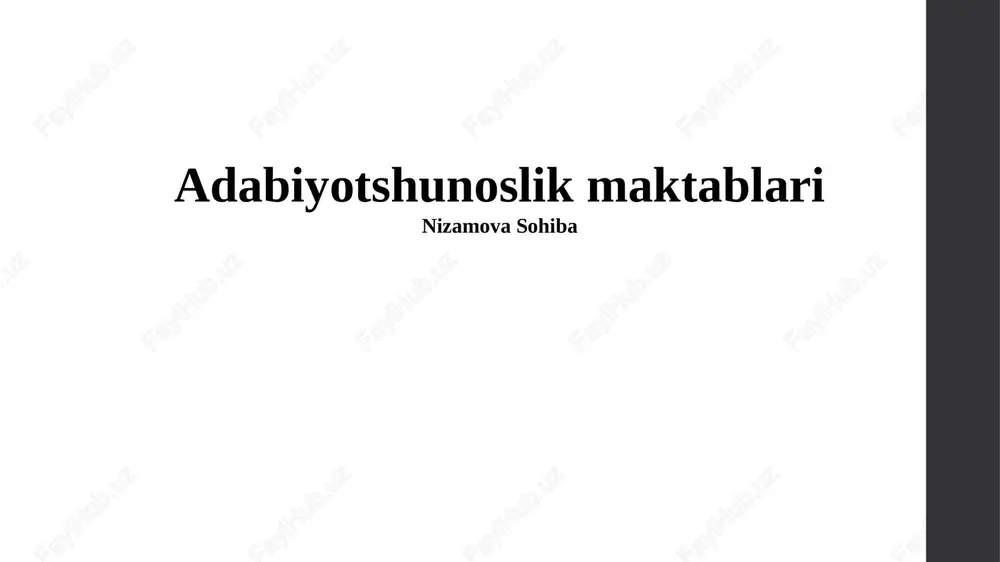 adabiyotshunoslik maktablari — PPTX