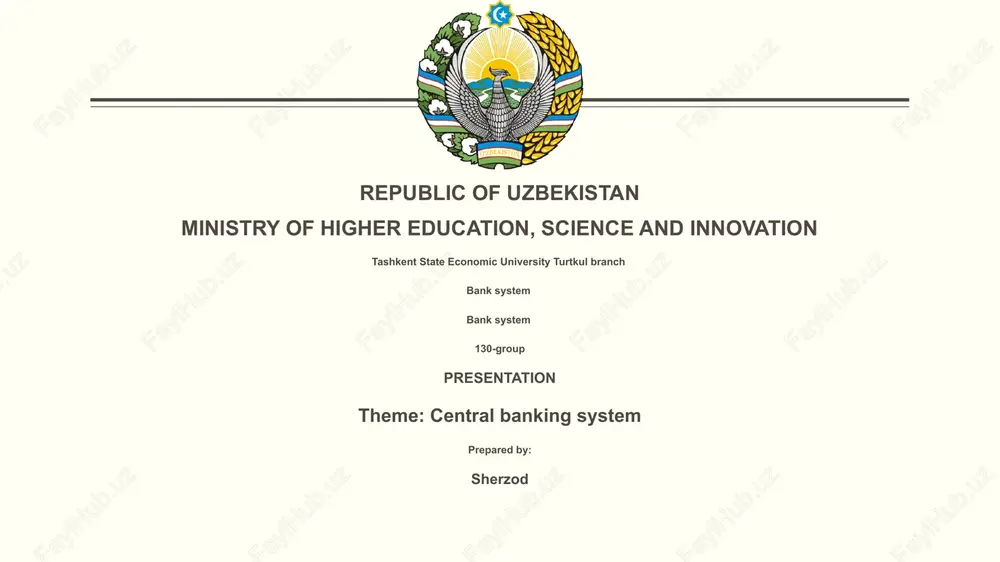 central banking system — PPTX