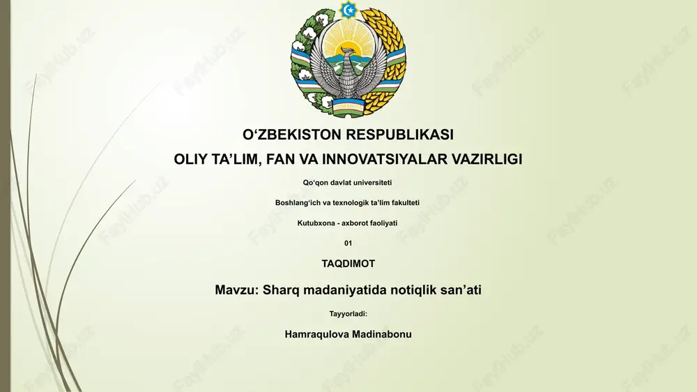sharq madaniyatida notiqlik sanʼati — PPTX