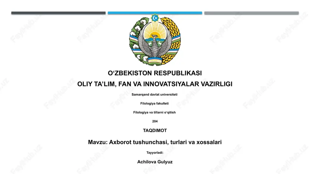 axborot tushunchasi — PPTX