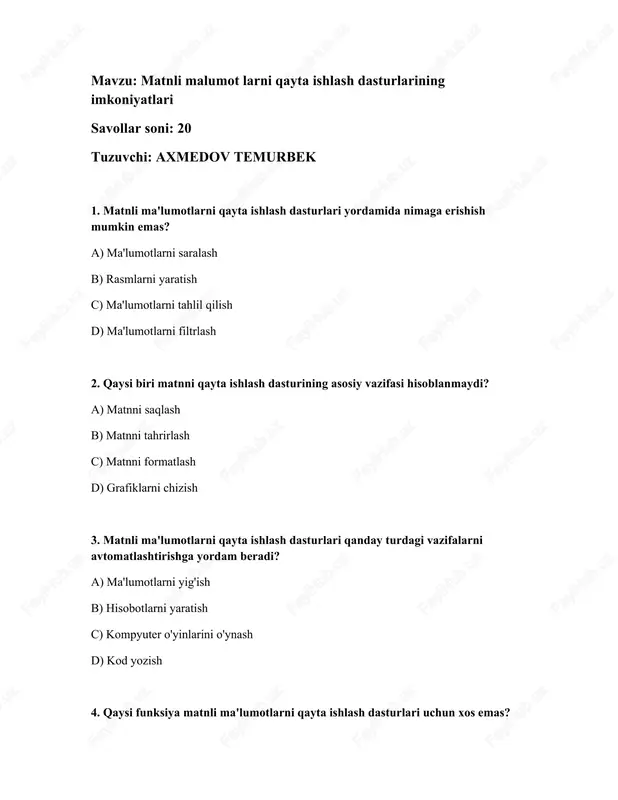 matnli ma'lumotlarni qayta ishlash dasturlari — DOCX
