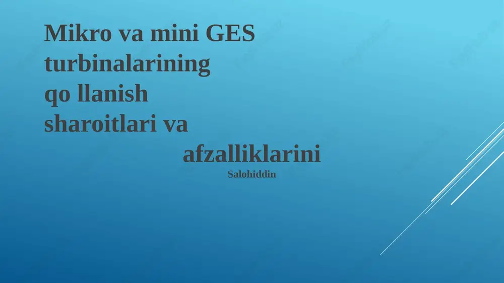 mikro va mini ges — PPTX