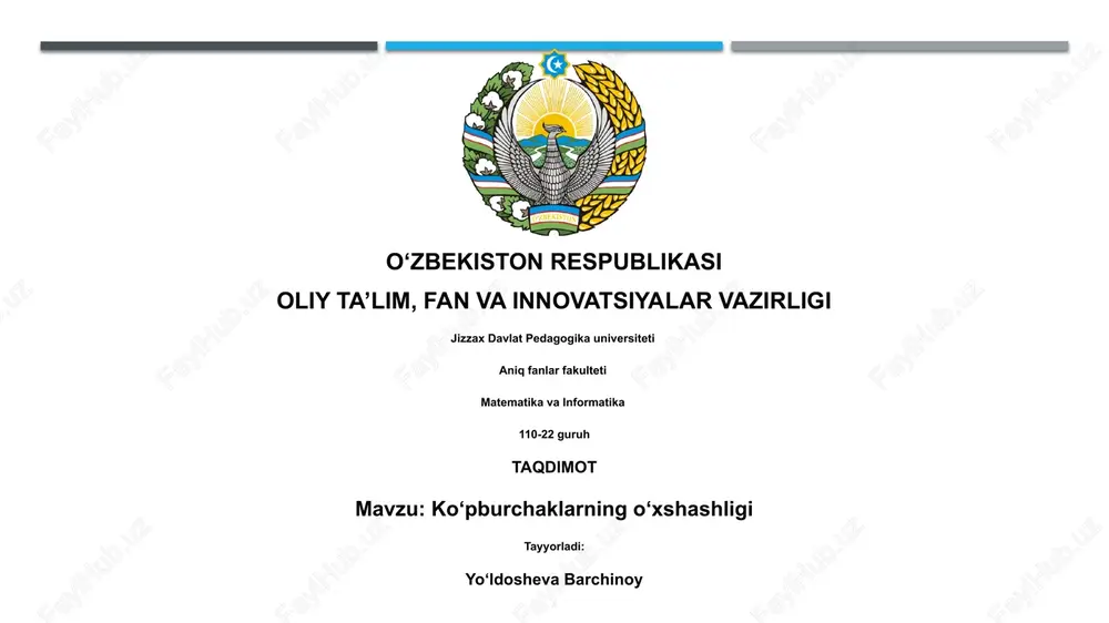 ko‘pburchaklarning o‘xshashligi — PPTX