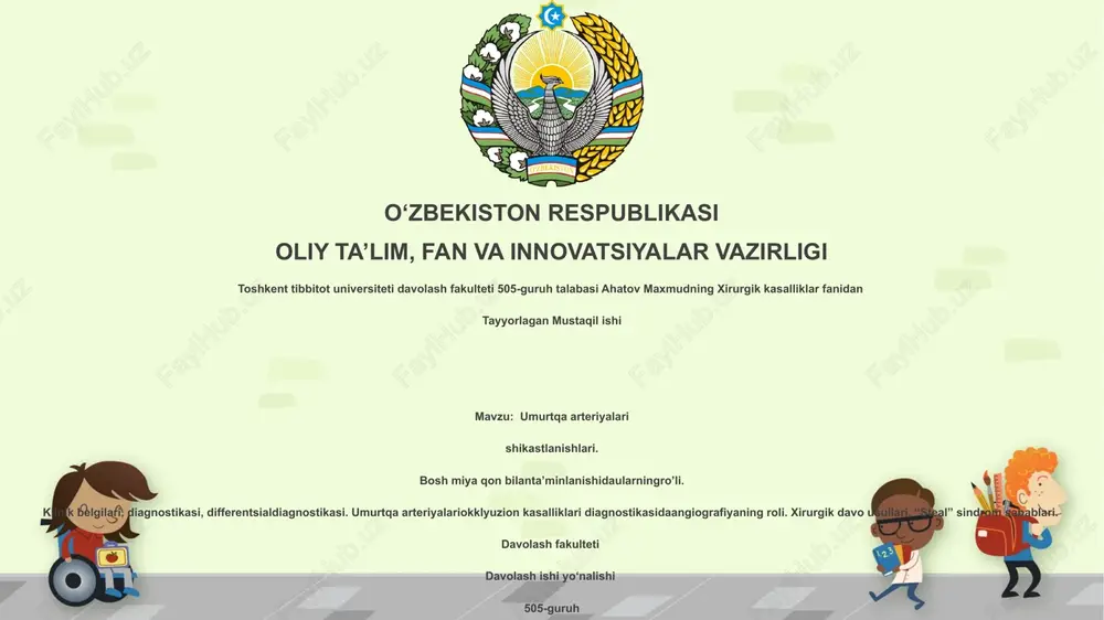umurtqa arteriyalari shikastlanishlari — PPTX