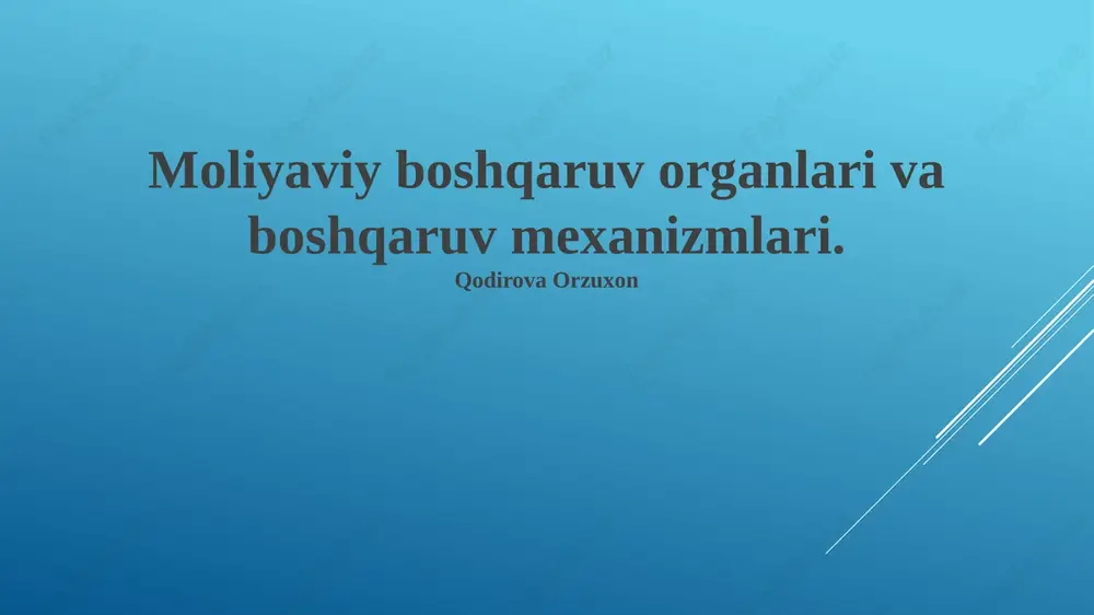 moliyaviy boshqaruv organlari va boshqaruv mexanizmlari — PPTX