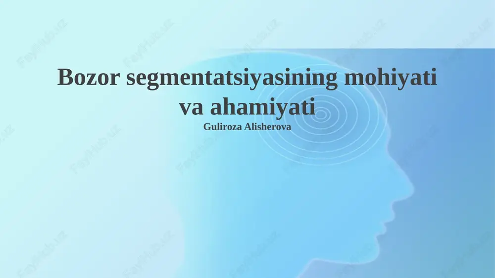 bozor segmentatsiyasining mohiyati va ahamiyati — PPTX