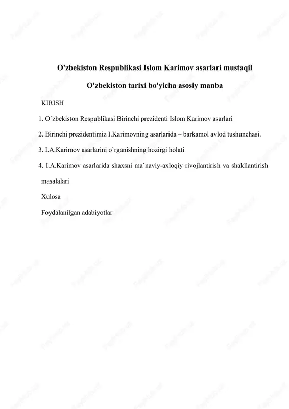 islom karimov asarlari — DOC