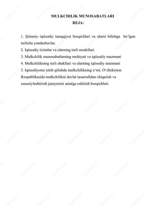 mulkchilik munosabatlari — DOC