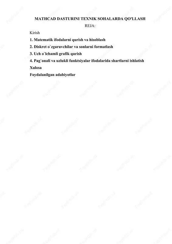 mathcad dasturi — DOC
