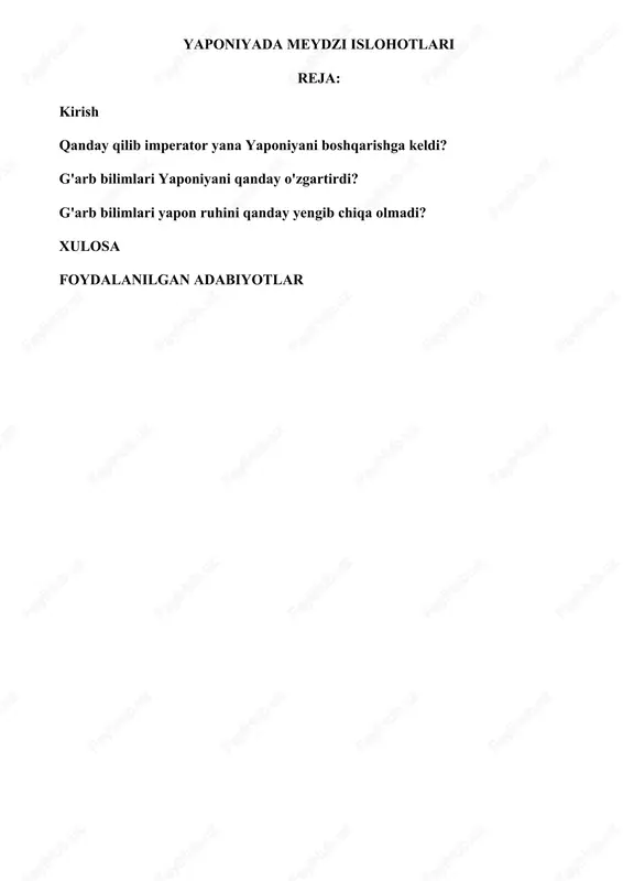 yaponiyada meydzi islohotlari — DOCX