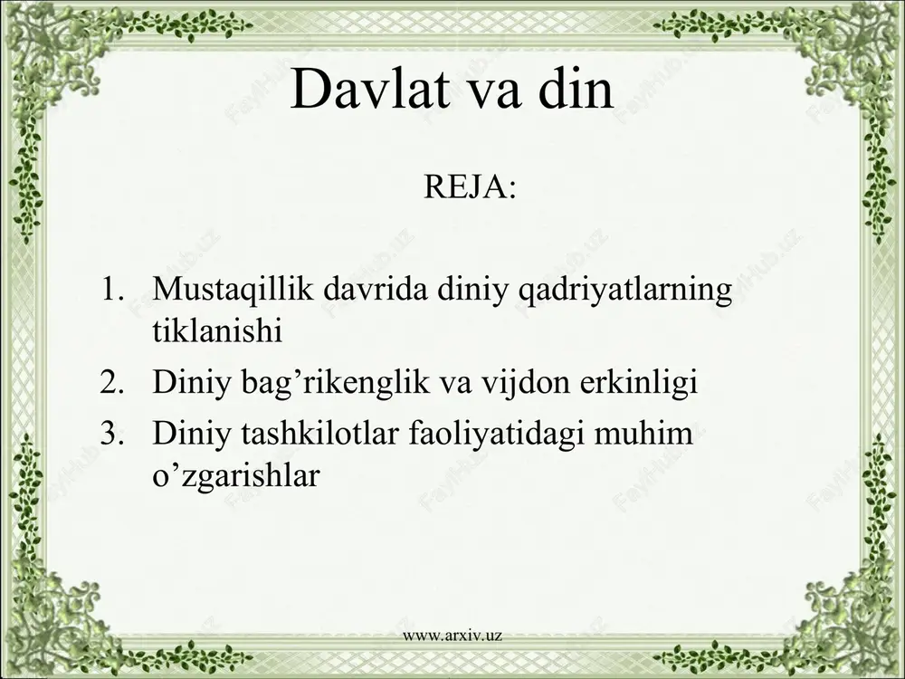 davlat va din — PPT