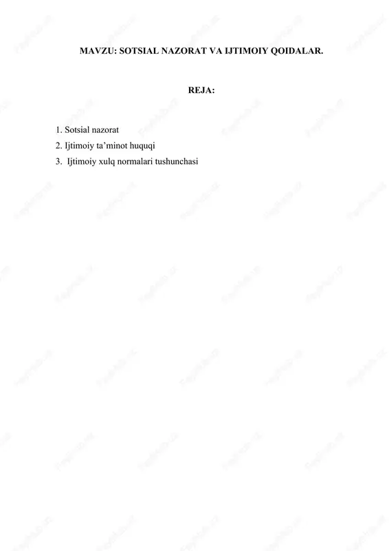 sotsial nazorat va ijtimoiy qoidalar — DOCX
