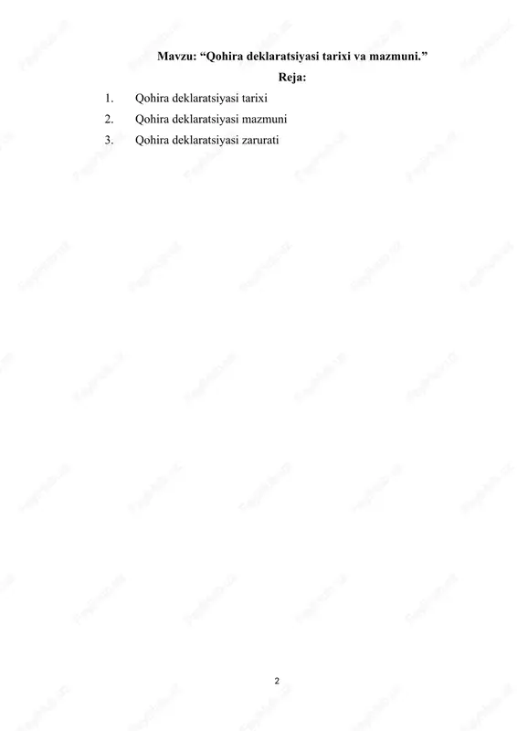 qohira deklaratsiyasi — DOCX