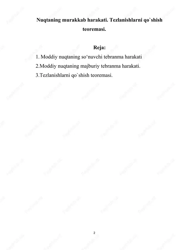 tezlanishlarni qo`shish teoremasi — DOCX