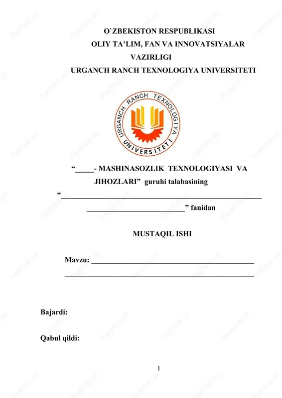 mashina va mexanizmlar turlari ularning qo`llanilish sohasi — DOCX