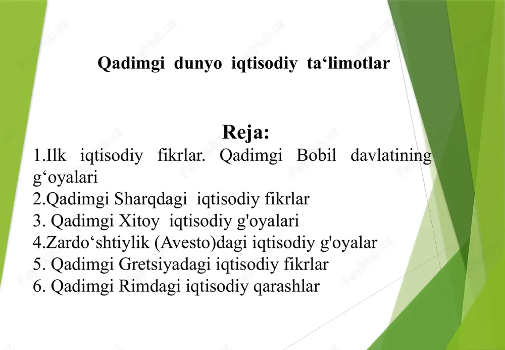 qadimgi dunyo iqtisodiy ta'limotlar — PPTX