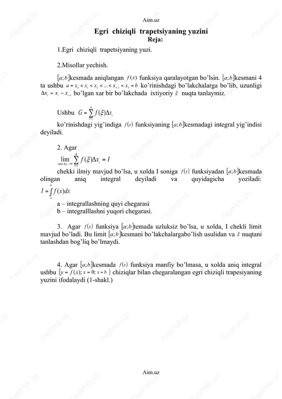 egri chiziqli trapetsiya — DOC