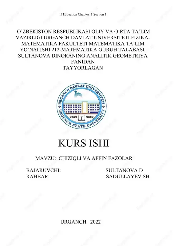 chiziqli va affin fazolar — DOCX
