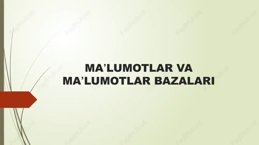 maʼlumotlar va maʼlumotlar bazalari — PPTX