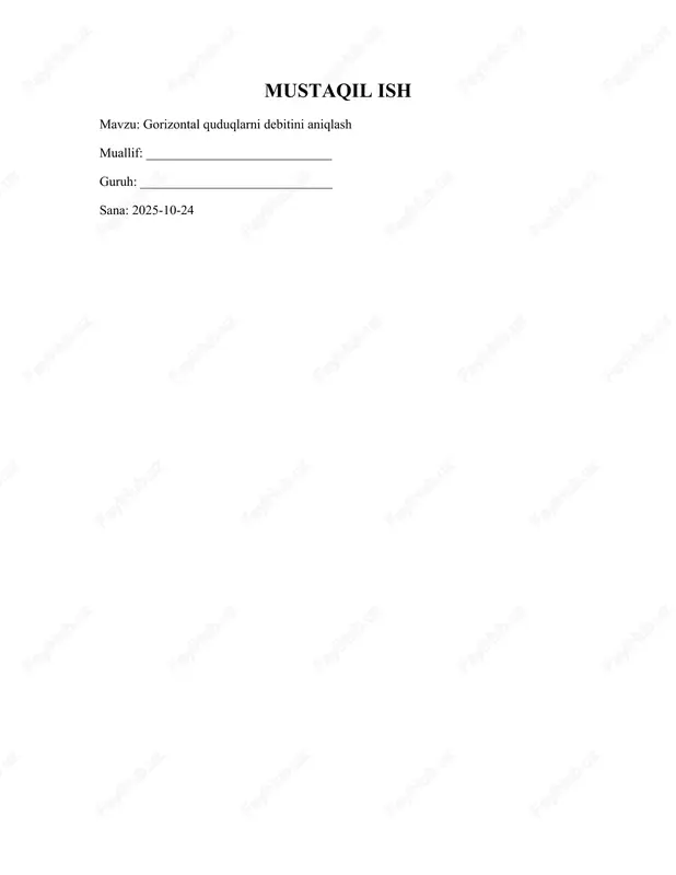 gorizontal quduqlarni debitini aniqlash — DOCX