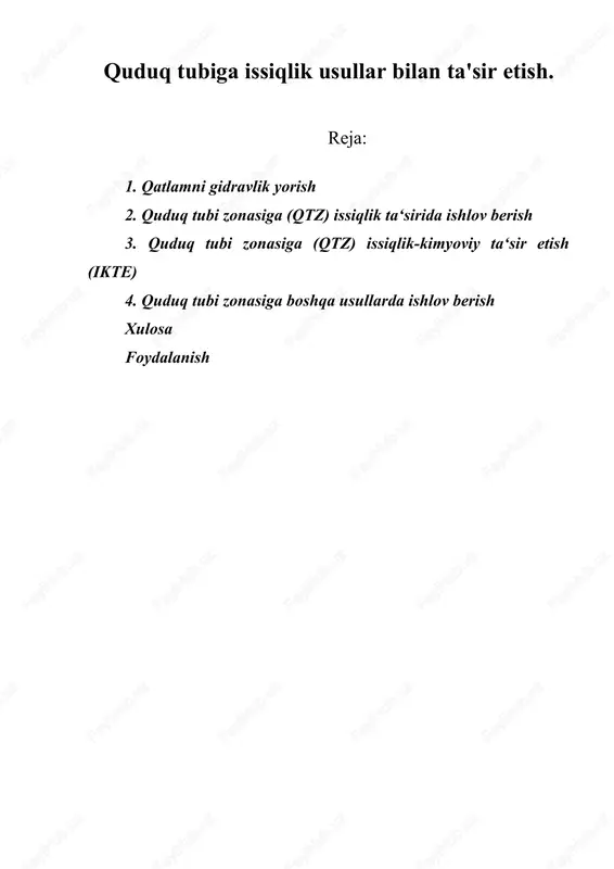 quduq tubiga issiqlik usullar — DOC