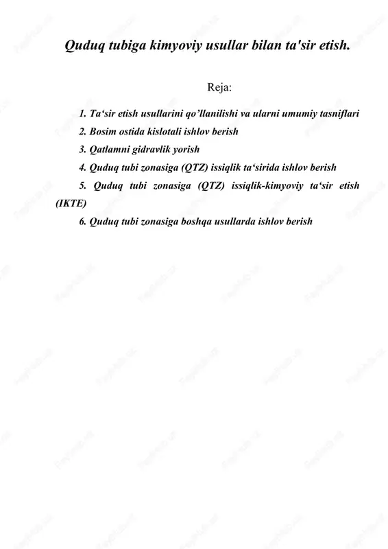 quduq tubiga kimyoviy usullar — DOC