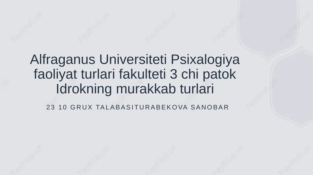 sensory perception va uning turli shakllari va inson tafakkuridagi o'rni — PPTX