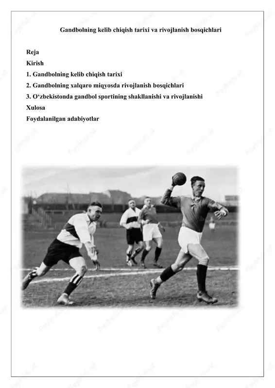 gandbolning kelib chiqish tarixi va rivojlanish bosqichlari — DOCX