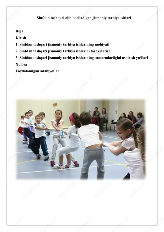 sinfdan tashqari jismoniy tarbiya ishlari — DOCX