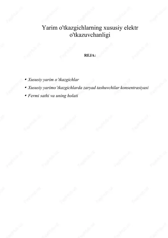 xususiy yarim o’tkazgichlar — DOCX