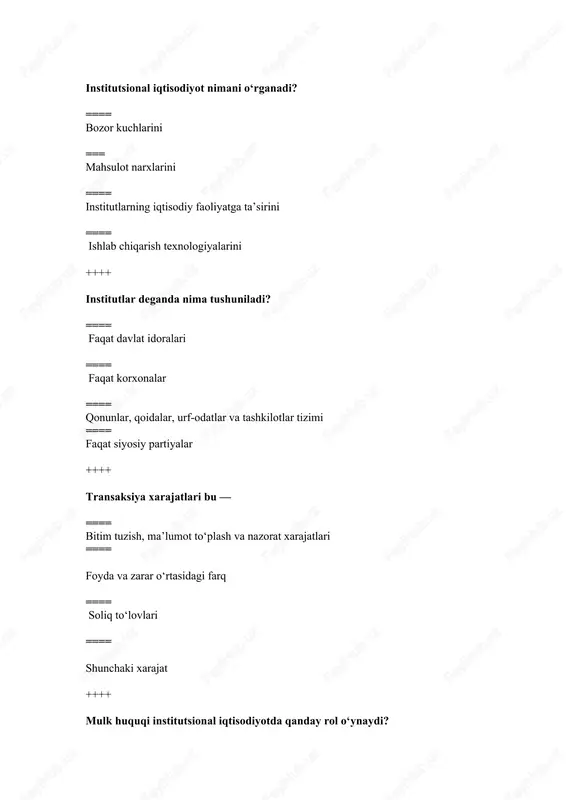 institutsional iqtisodiyot — DOC