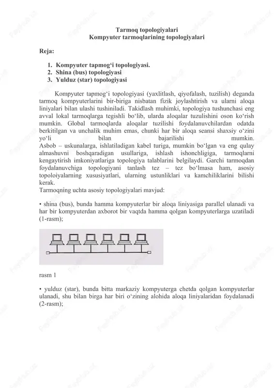 tarmoq topologiyalari — DOCX
