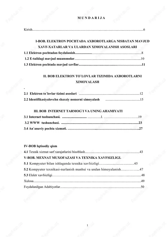 elektron to`lovlar tizimida axborotlarni ximoyalash kurs ishi — DOCX