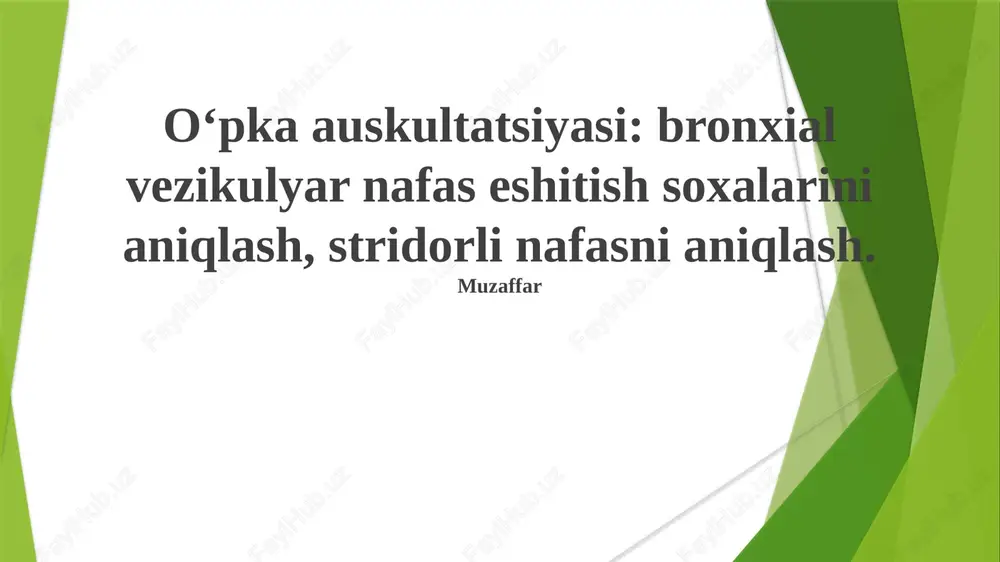 bronxial vesikulyar nafas ovozlari: aniqlash va ahamiyati — PPTX