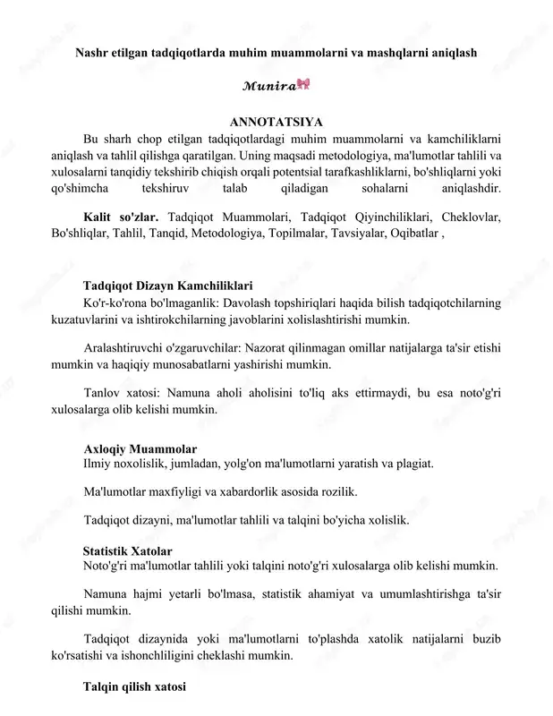 tadqiqot muammolari — DOCX