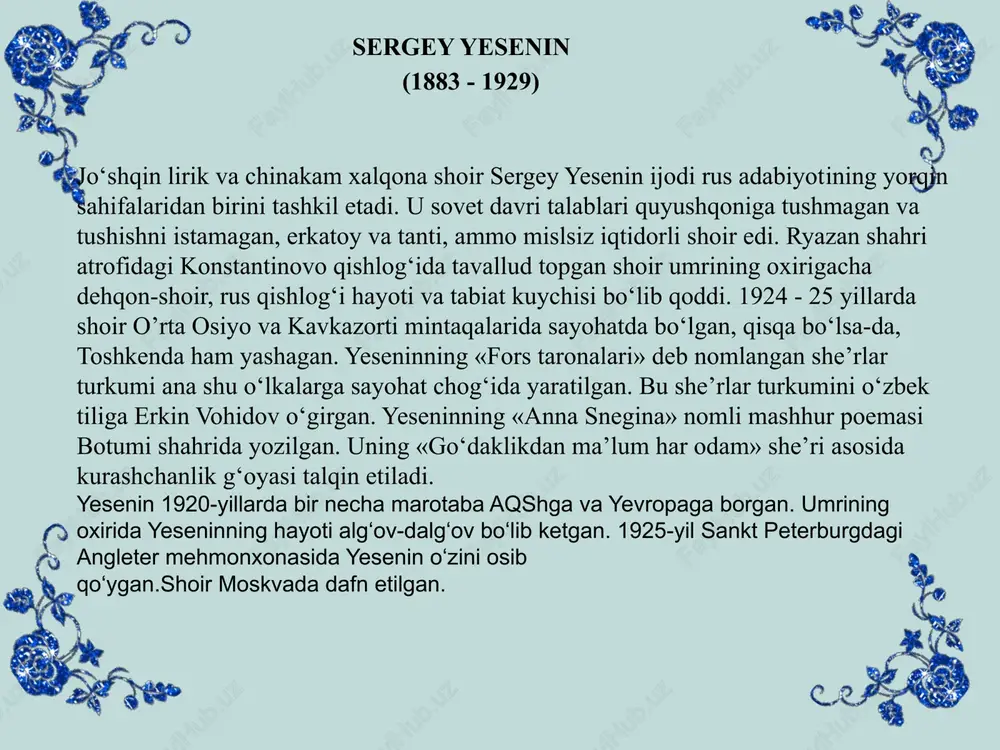 sergey yesenin — PPTX
