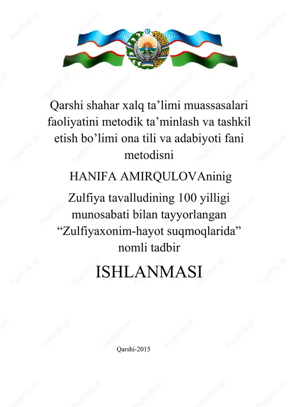 zulfiyaxonim-hayot suqmoqlarida ishlanmasi — DOC