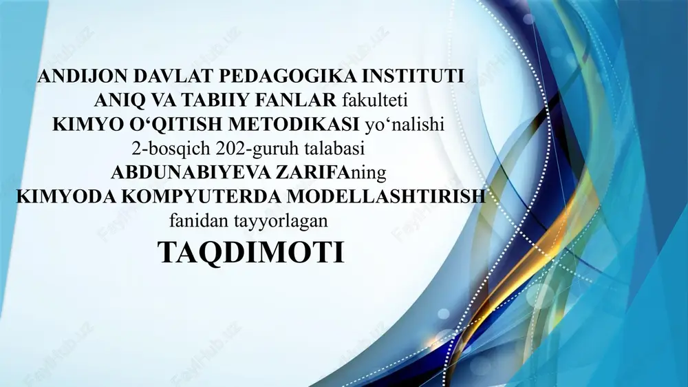 molekulyar orbitallar nazariyasi — PPTX