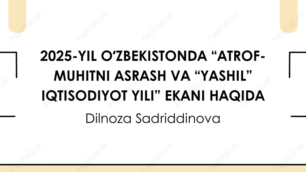 atrof-muhitni asrash va yashil iqtisodiyot yili — PDF