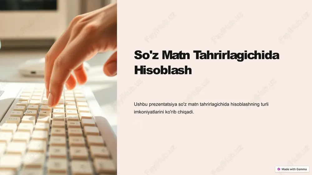 matn tahrirlagichlari haqida umumiy ma'lumotlar — PPTX