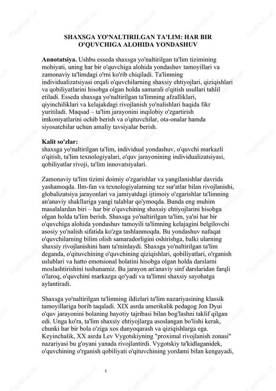 shaxsga yo'naltirilgan ta'lim — DOCX
