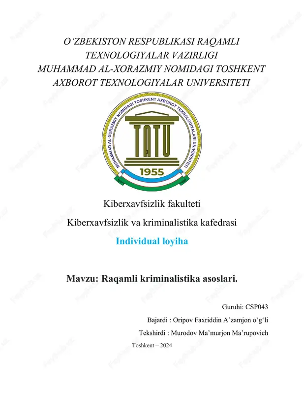 raqamli kriminalistika asoslari — DOCX