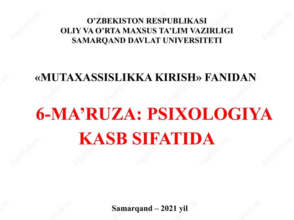 psixologiya kasb sifatida — PPTX