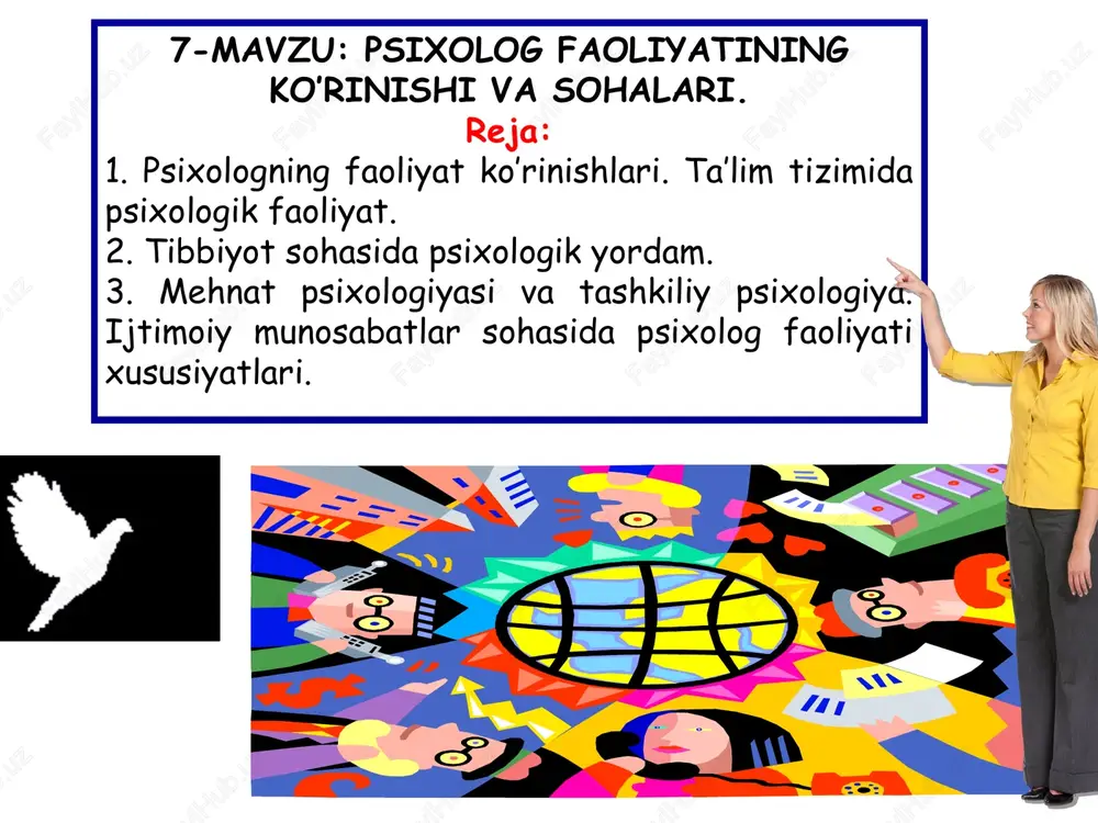 psixolog faoliyatining ko’rinishi va sohalari — PPT